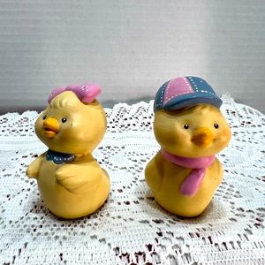 Vintage chalk ware chicks boy and girl